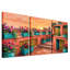 «Geraniums roses dans des jardinières turquoise sur un balcon en terre cuite», art mural sur toile-131252233