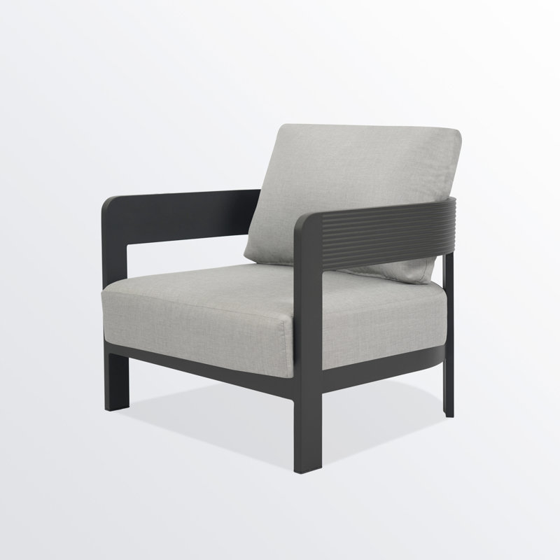 Chaises club d'extérieur en aluminium thermolaqué 31,50 po avec coussins de siège de 5 po, Grey