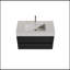 Meuble-lavabo de 36 po en noyer avec lavabo à surface solide blanc brillant et tiroirs noirs doux, meuble-lavabo mural flottant pour salle de bain moderne, lavabo blanc brillant une pièce, KD