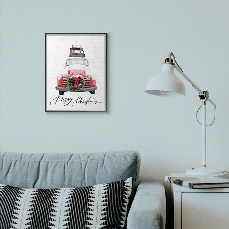 «Merry Christmas Red Truck», impression, H 30 po x l 24 po, Cadre noir