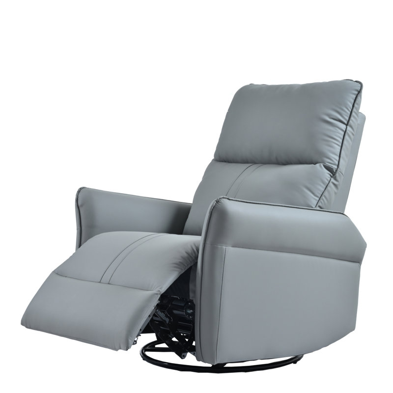 Tyvan Faux Leather Recliner, Blue-Gray, Manual