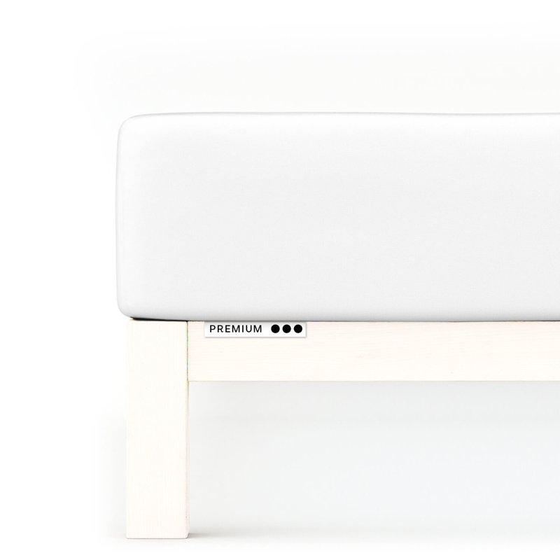 Jersey-Elasthan Spannbettlaken PREMIUM 100% Bio-Baumwolle, S 90x190cm - 100x220cm, Full-White