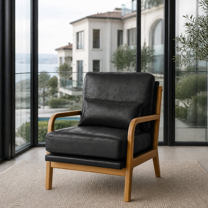 Méridienne en bois avec revêtement en tissu métallisé, Tissu noir