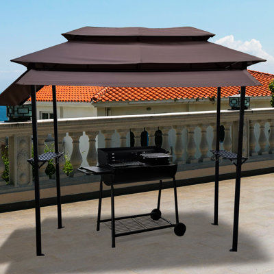 Gazebo 2,4 x 1,2 m pour relaxer en plein air - Détendez-vous en pleine nature - Structure en acier, barbecue et style élégant