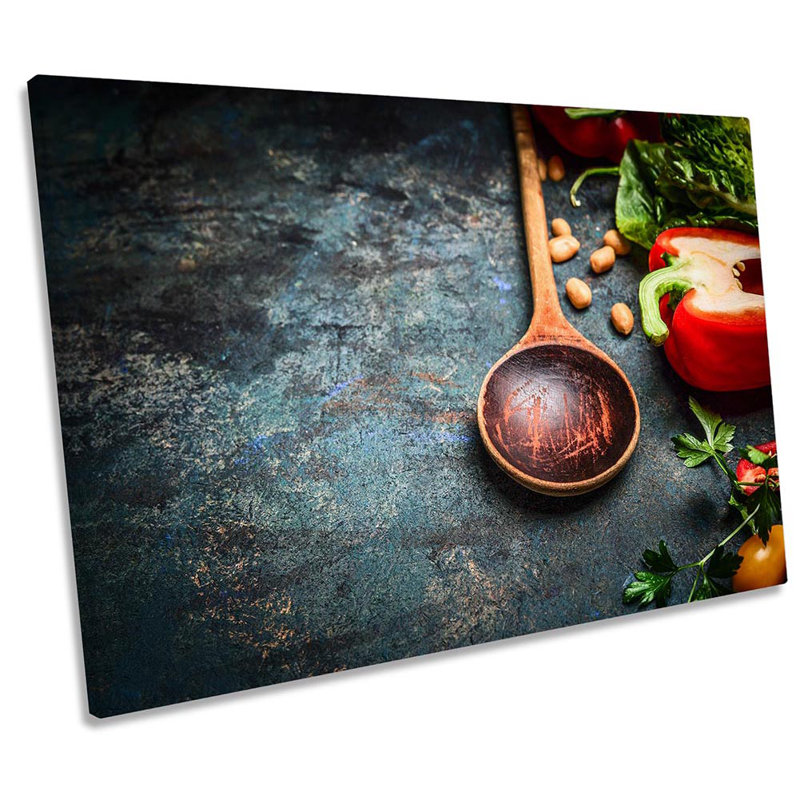 Kitchen Vegetables Rustic - Wrapped Canvas Print, 81.3cm H x 121.9cm W x 4cm D