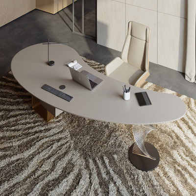 94.49"Italian minimalist grey office desk