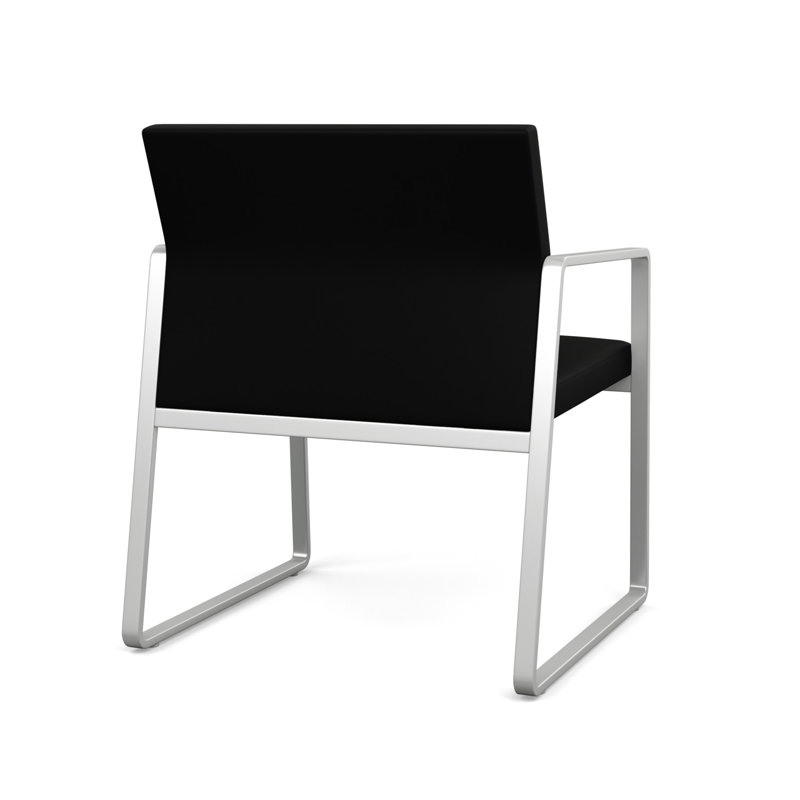 Chaise d'invité surdimensionnée Gansett, Argent, Vinyle noir Patriot Plus