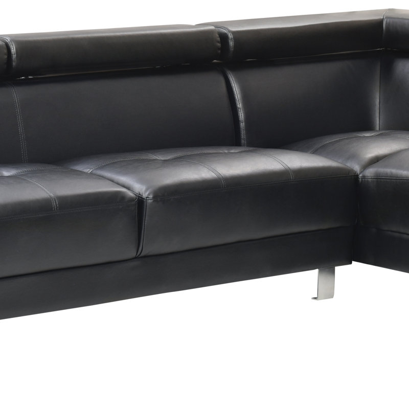 Canapé modulaire longue durée (sans repose-pieds), Similicuir noir
