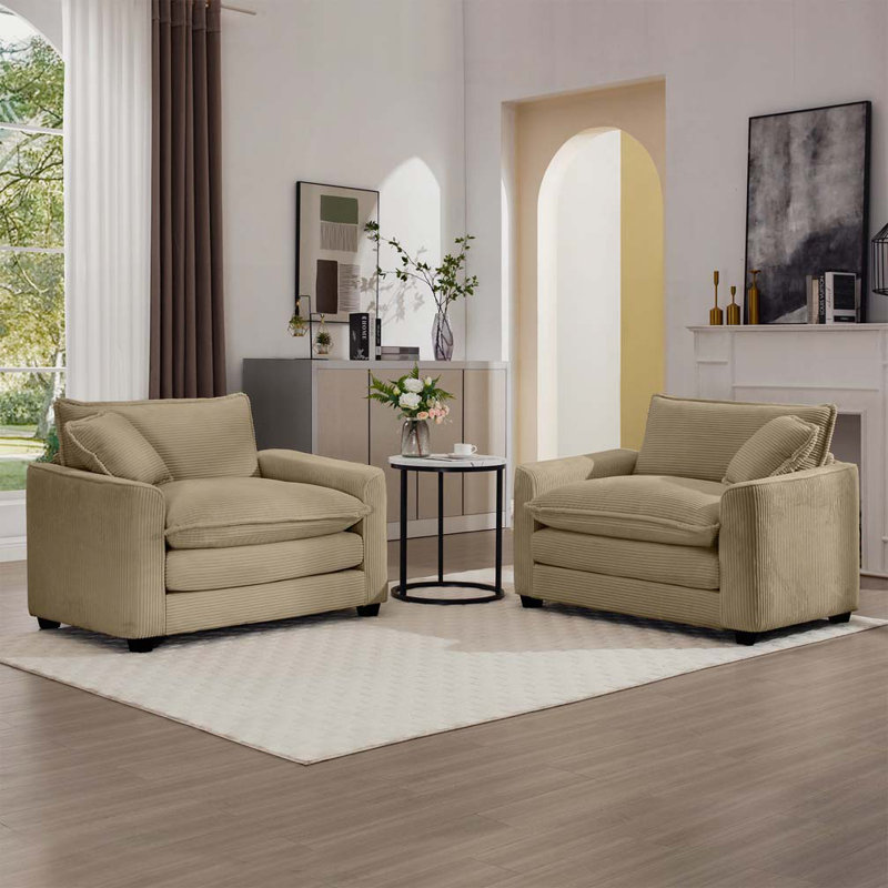 Fauteuil en velours côtelé 2 pièces, Tanné