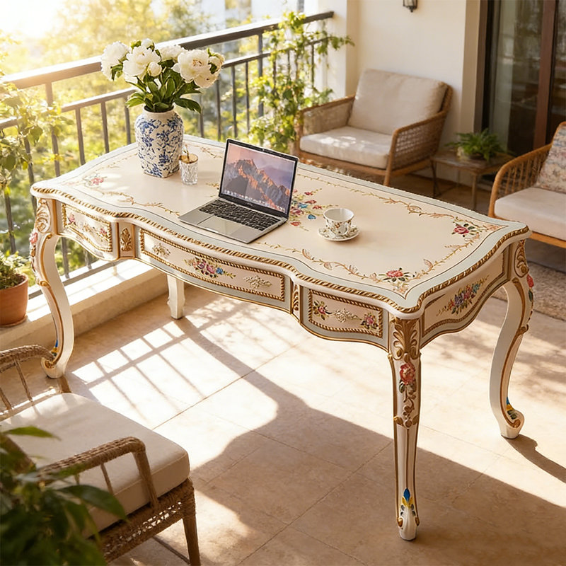 Bureau romantique et rétro de style français peint à la main
