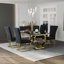 Ensemble de table de salle à manger moderne noir et doré avec chaises en velours noir-565059100