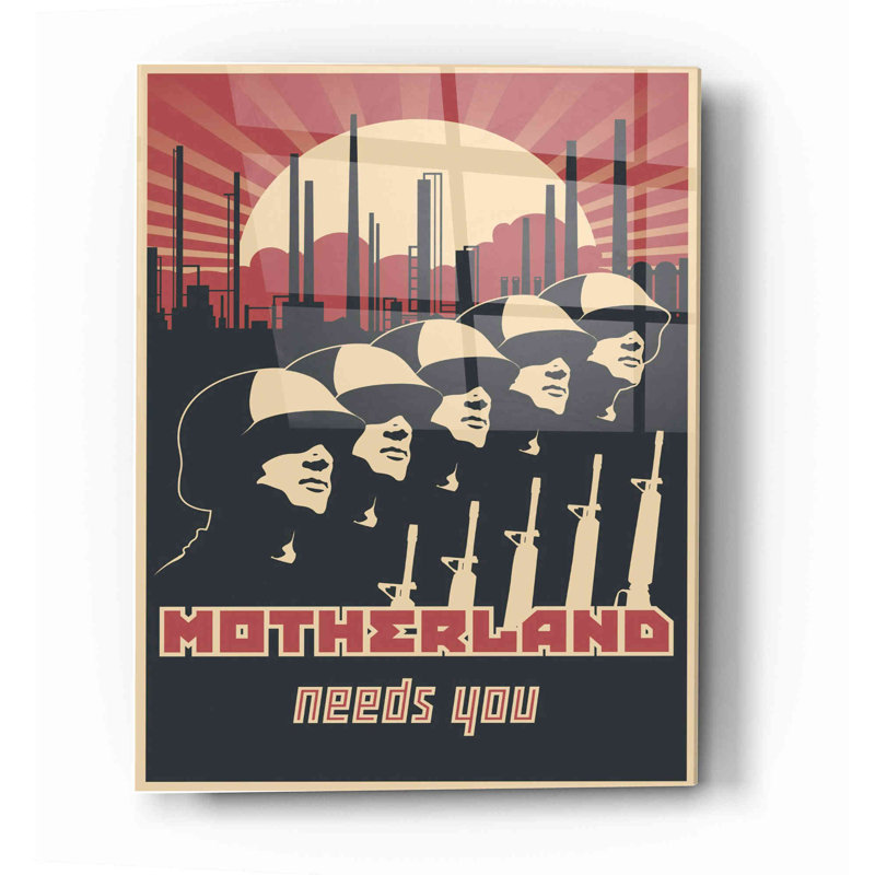 Art mural en verre Williston Forge «Motherland Needs You», H 16 po x l 12 po x P 0,12 po