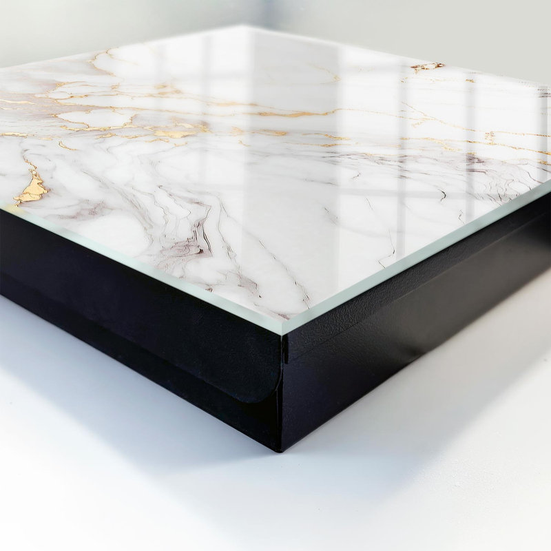Key box for wall, Opens to the right, 30x30x5, Black, White surface with yellow patterns, 