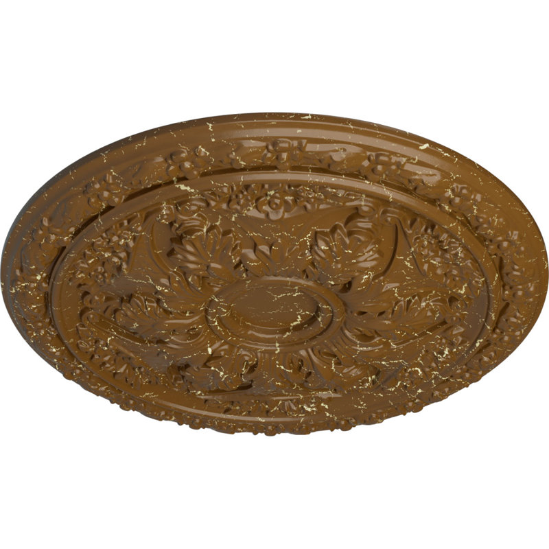 Médaillon de plafond Endurathane Baile, DE 20 po x P 3 1/2 po x P 1 5/8 po (convient aux auvents jusqu'à 3 1/4 po), finition craquelée topaze fumée peinte à la main