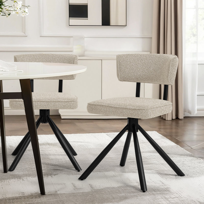 Modern Fabric Upholstered Dining Chair, Beige