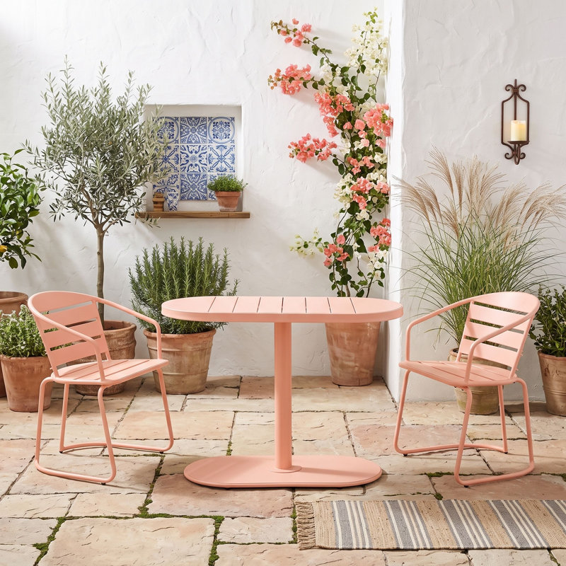 Ensemble de salle à manger d'extérieur 3 pièces, table de patio et 2 chaises Modern, Coral