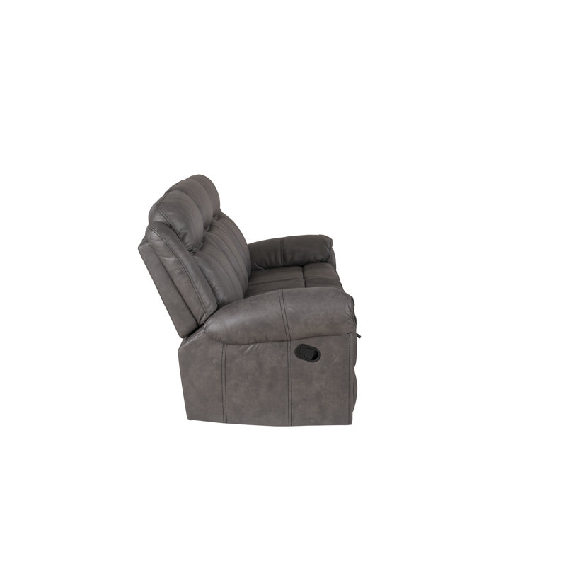 Precita 83.5" Wide  Oversized Faux Leather Manual Reclining Sofa With Center Drop Down And  Hidden Storage