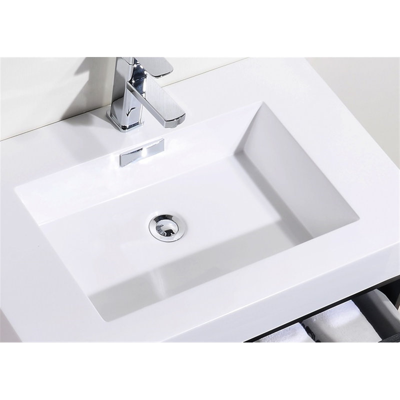 Royka 29.5 " W Free Standing Wall Mounted Single Double Single Vanity Bathroom Vanity With Acrylic Top, Black