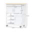 Rolling Kitchen Cart With Wine Holder And Practical Function - White Mobile Island Cabinet Storage