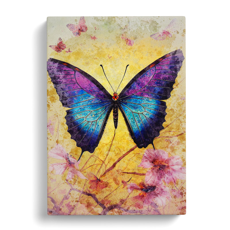 Butterfly in Watercolour No.1 - Wall Art, Wrapped Canvas, 50cm H x 35cm W x 3cm D, No Matte