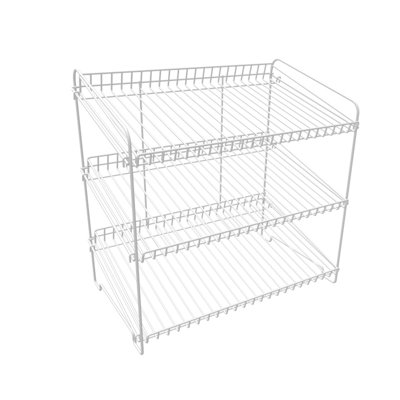 Roder 24" W X 14.9" D X 23.2" H 3-Open-Shelf Wire Rack for Countertop Chips Snack Book Display White