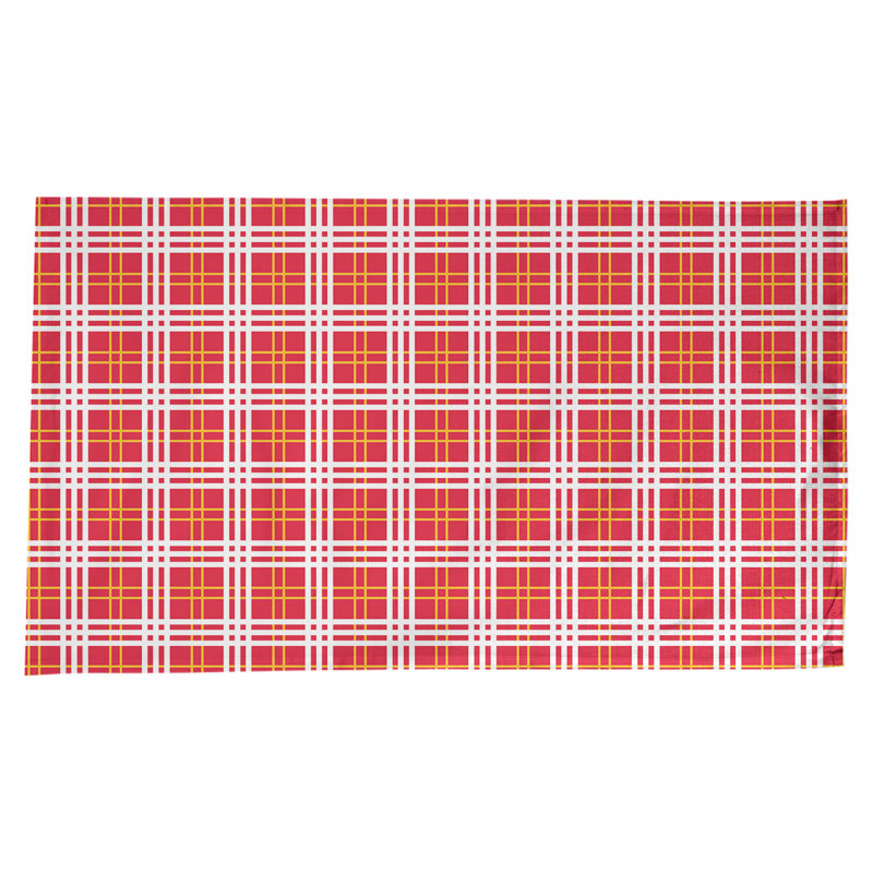 Nappe en mélange de coton à carreaux, Rouge / or / blanc