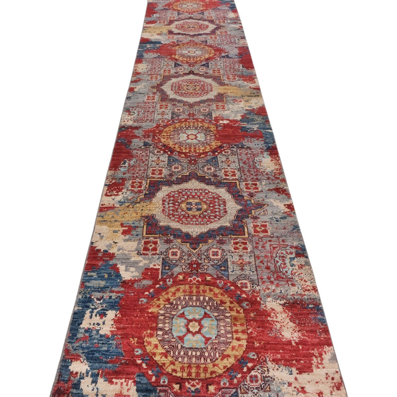 High-Quality Hand-Knotted Red And Blue Area Rug