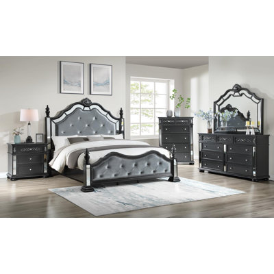 Cadre de grand lit - Commode - Miroir - Commode - Table de chevet