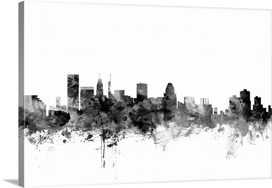 «Baltimore Maryland Skyline» par Francy, impression, H 32 po x l 48 po x P 1,5 po, Toile