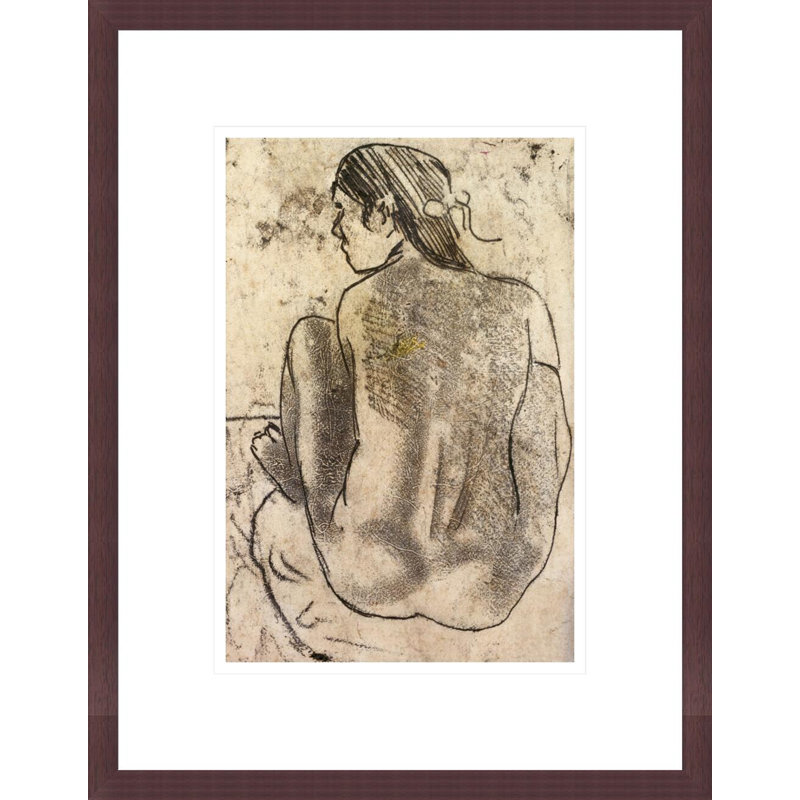 «Tahitian Nude Sired from the Back» par Paul Gauguin, impression giclée encadrée, 16.75" H x 13.06" W