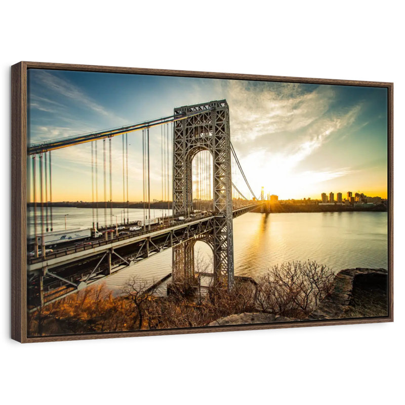 Pont George Washington NJ, 43 po x 29 po, Cadre flottant noyer