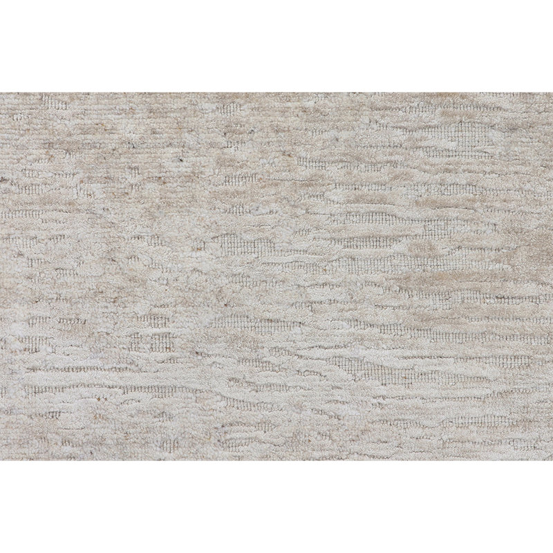 Hand Knotted Area Rug in Beige, Rectangle 9' x 12'