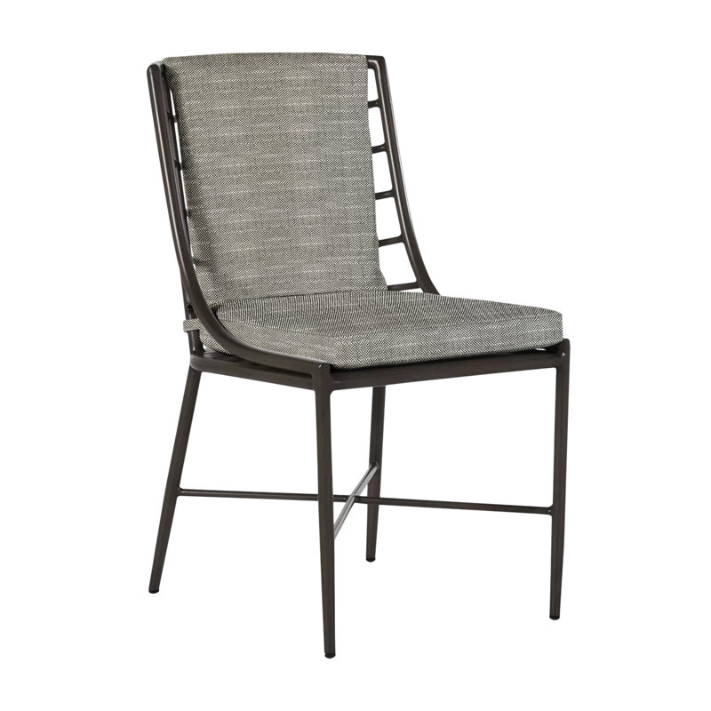 Carmel Patio Dining Side Chair with Cushions, No Welt, Rollo Silver