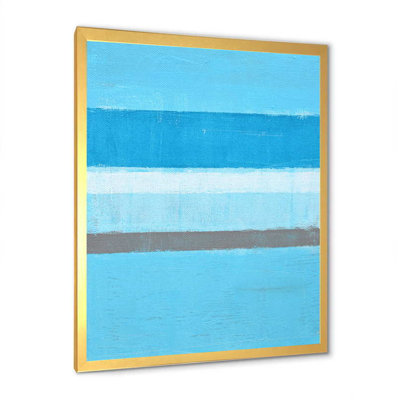Turquoise et gris, art abstrait - décoration murale moderne en toile, H 32 po x l 16 po x P 1 po, Toile encadrée dorée