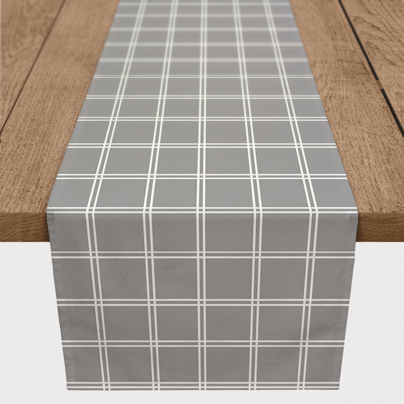 Arvid Striped Table Runner, 72" x 16", Light Gray