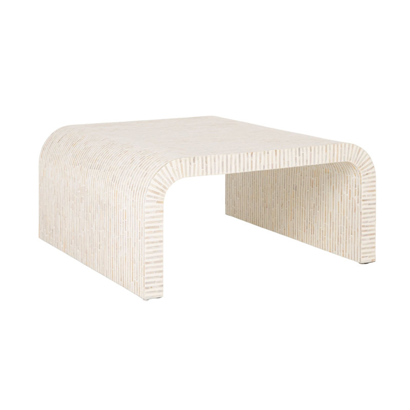 Table basse Ventura en nacre blanche, Blanc