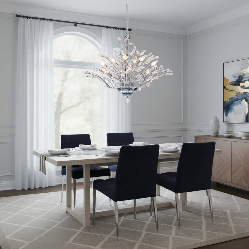 Lustre de style empire 12 lumières Darcey, Chrome poli