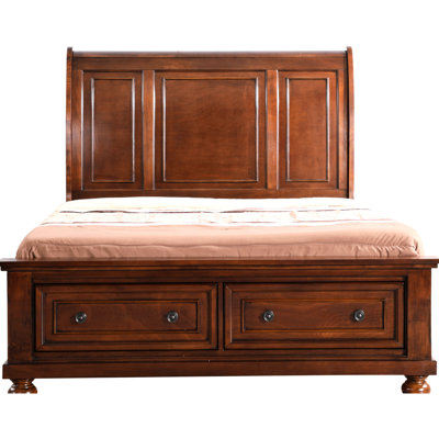 Full Bed With Rich Cherry Finish Vigour - Construction For Mattress Stability Timeless Wooden Design Bedroom Charming In Durableness Support