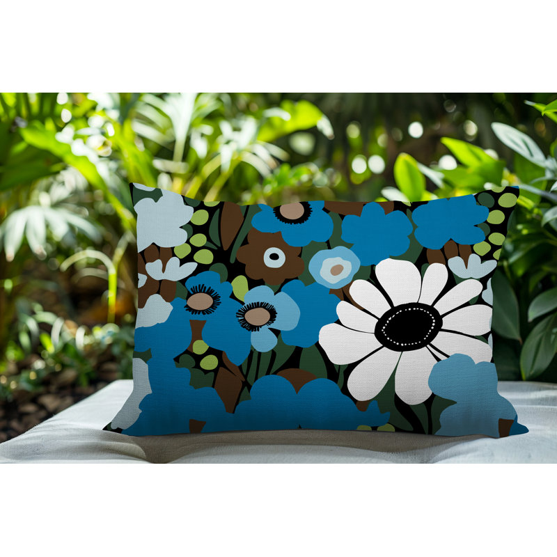 Coussin Maya, Rectangle H 14 po x l 20 po, Turquoise