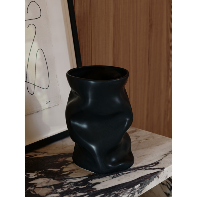 Collapse Table Vase, Black, 7.9" H x 6.3" W x 6.3" D