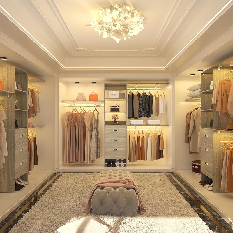 Faige 20.2'' - 96'' W Closet System with Drawers, Light Grey
