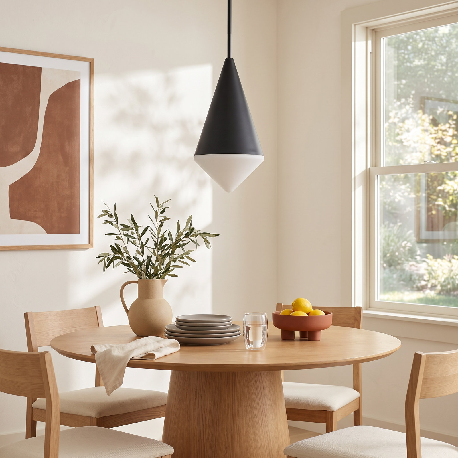 Gilroy Single Light Steel Dimmable Pendant, Black