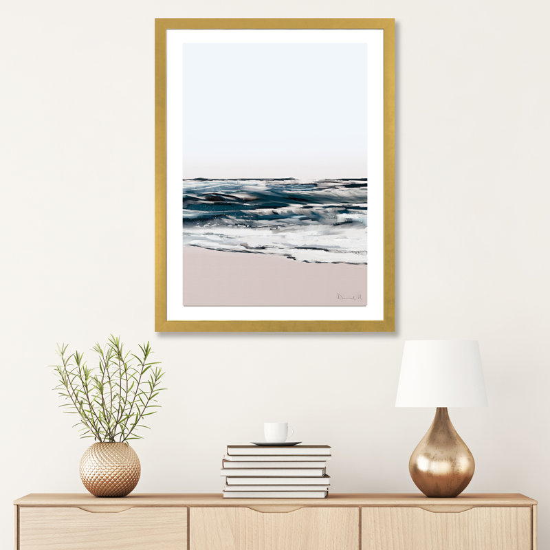 Impression d’art graphique Seashore, H 24 po x l 16 po x P 1 po, Papier avec cadre or