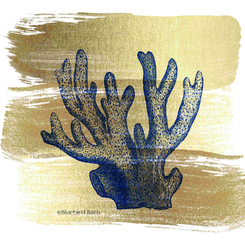 Or brossé corail Elkhorn par Bluebird Barn - impression, H 12 po x l 12 po, Non, Papier avec cadre photo noyer