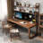 Nut-brown Rectangular Solid Wood Executive Desk-1573446651