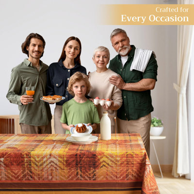 Maison d' Hermine Table Cloth Rectangle Table 100% Cotton 70 x 140 Inches Fall Tablecloth Reusable Everyday Use for Thanksgiving Christmas Decorations Dining Farmhouse Party (Thanksgiving Tartan)
