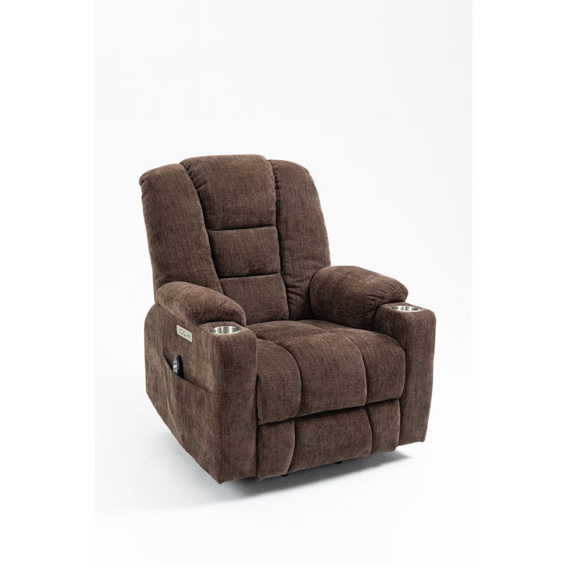 Upholstered Power Recliner, Brown