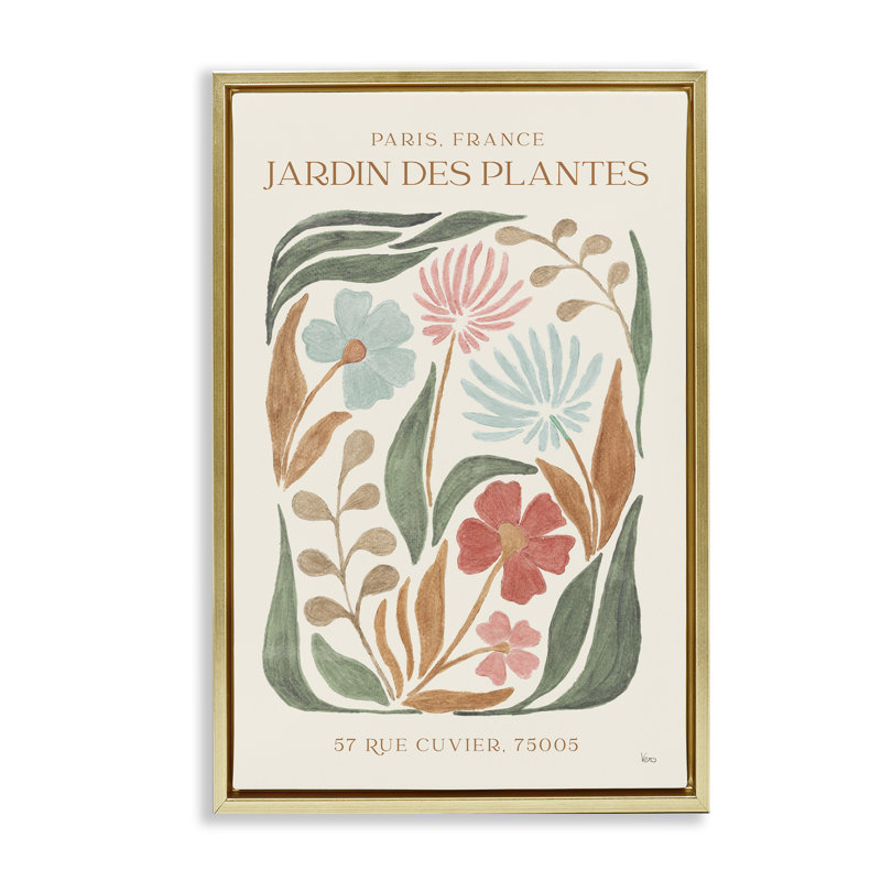 "French Exposition Florals", toile flottante encadrée par Véronique Charron, Cadre flottant métallique doré