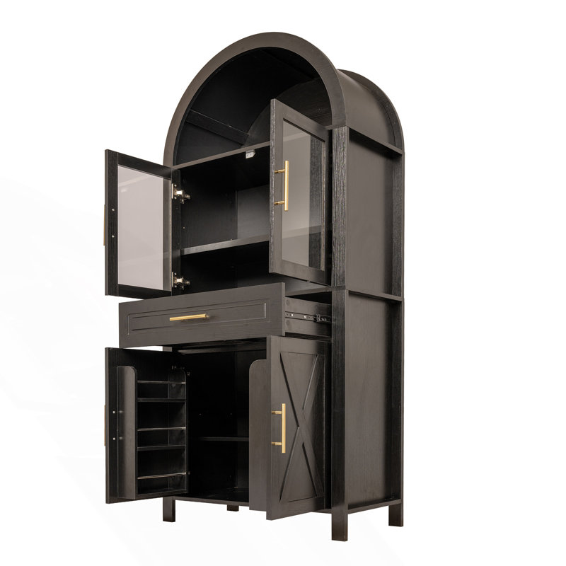 Garde-manger arqué avec porte vitrée, Noir