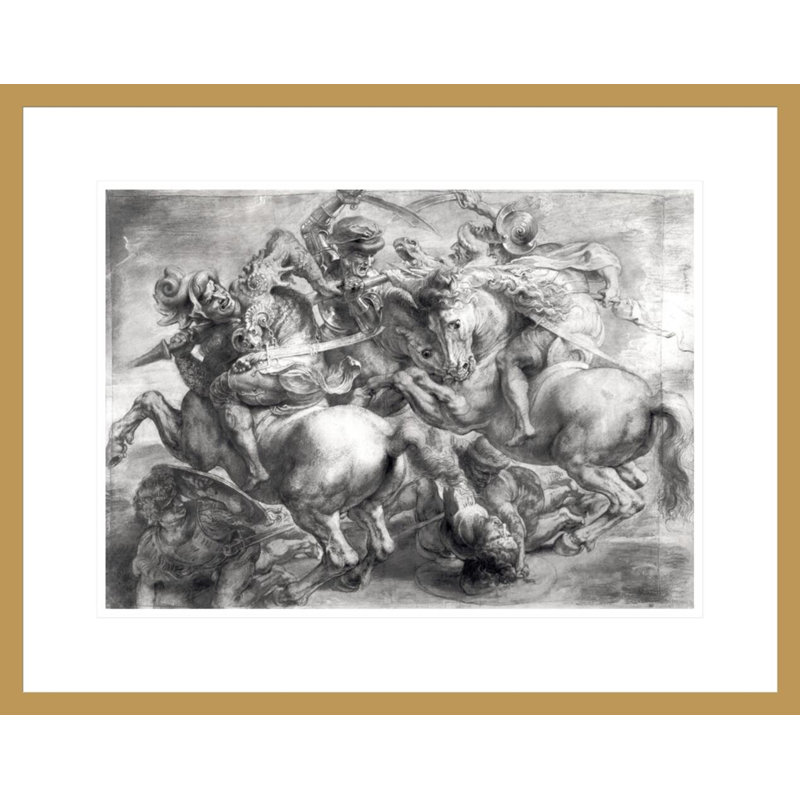 La Bataille d'Anghiari d'après Léonard de Vinci (1452-1519) par Peter Paul Rubens, impression giclée encadrée
